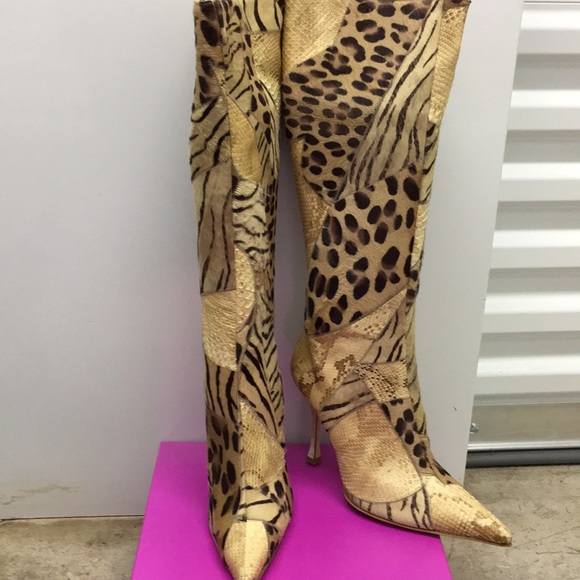 Escada Patchwork skin and fur boots - Picture 4 of 7